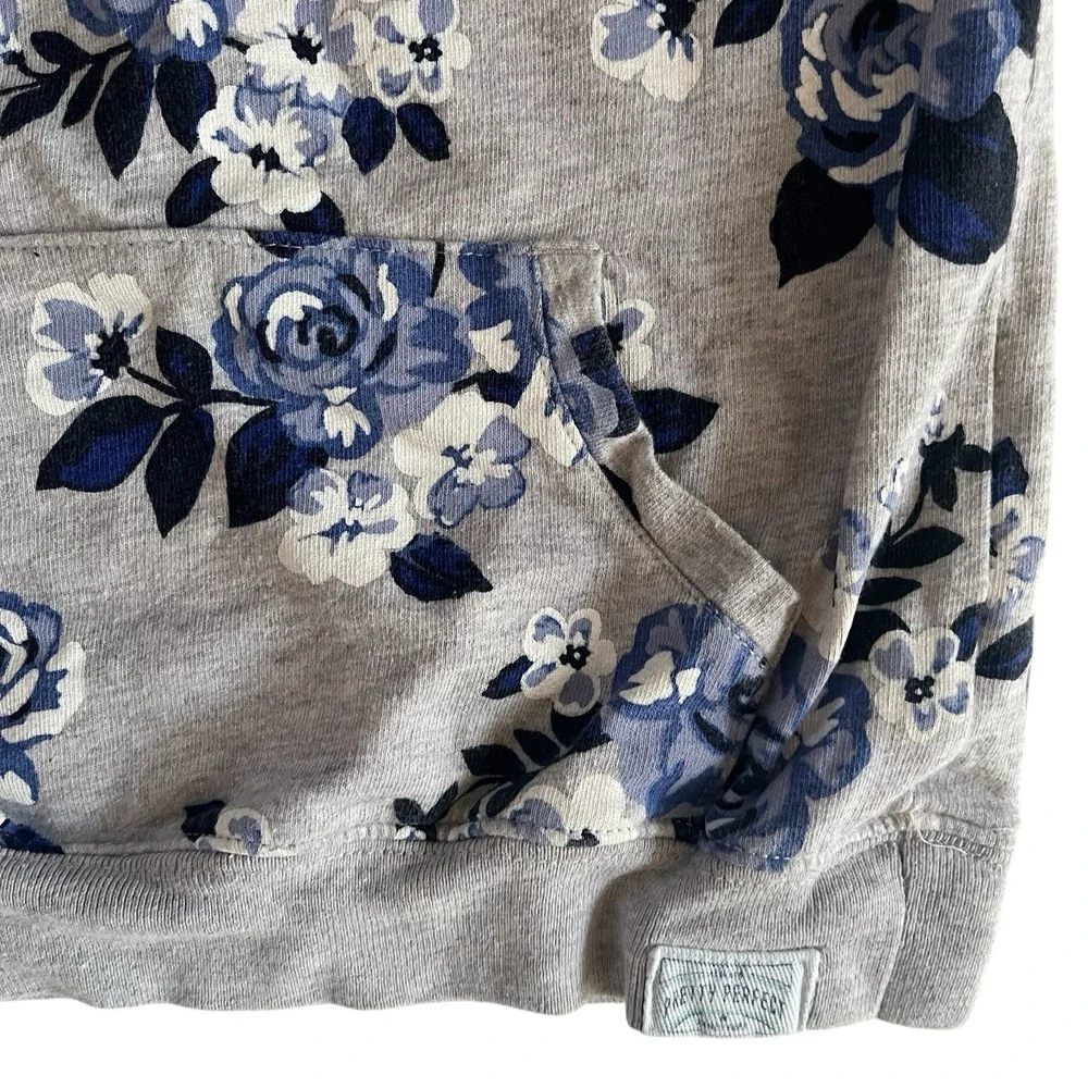 Carter's Girl's Size 6 Floral Shirt Gray 100% Cotton Kangaroo Pocket Terry
